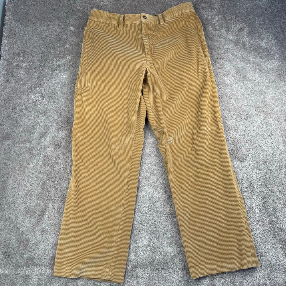Eddie Bauer Tan Khaki Thick Ribbed Straight Leg Corduroy Pants Size 34x30 Skate